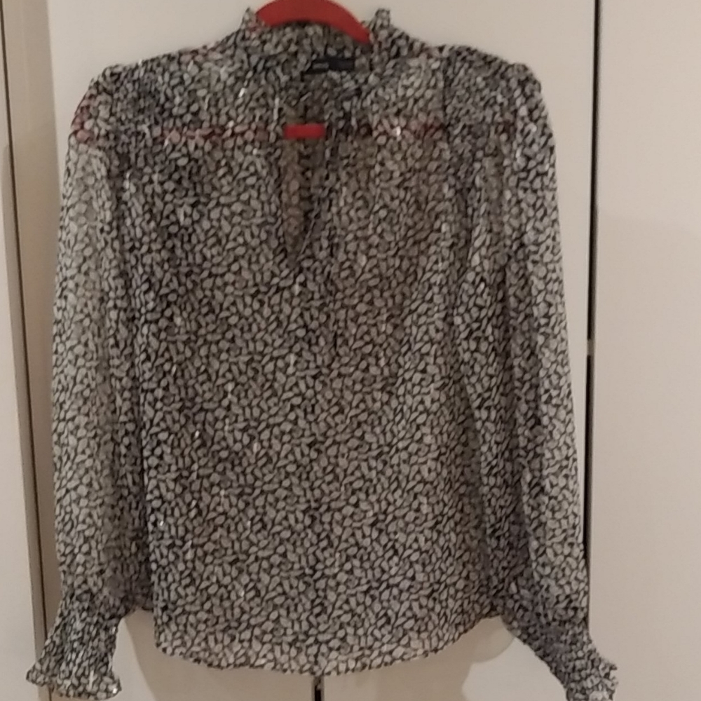 Mango MGN BLOUSE SILVER BLACK WHITE